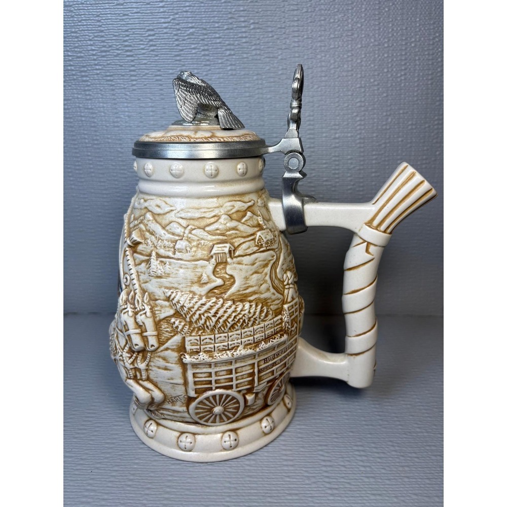Budweiser World Famous Clydesdales Hitch Stein Avon 2002 Eagle Lid Dalmatian
